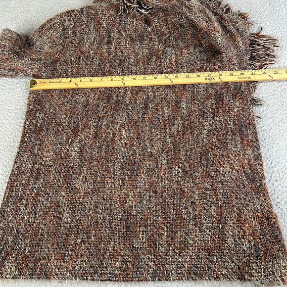 Wool Blend Open Front Fringe Sweater Womens P Brown Beige Knit Boho Intermix - Picture 12 of 13